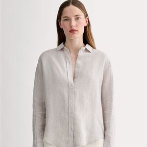 Everlane The Must-Have Shirt in Linen Stone/White Size 8